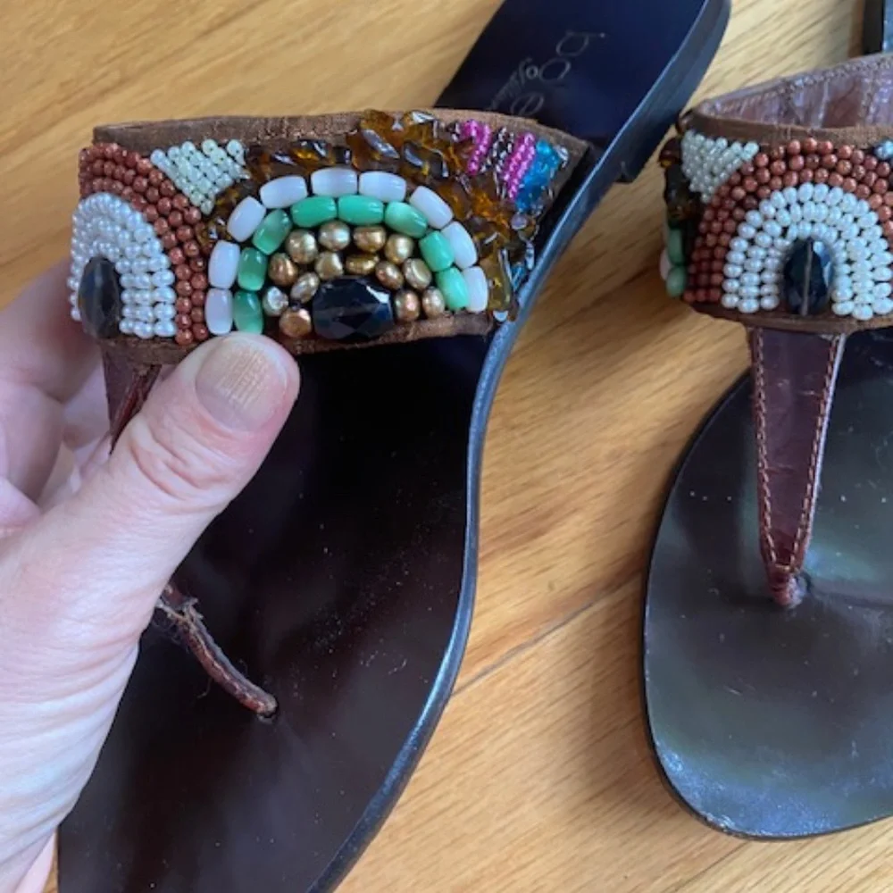 Bo'em Allure Leather Sandals with Pearls and Beads - Picture 2 of 5